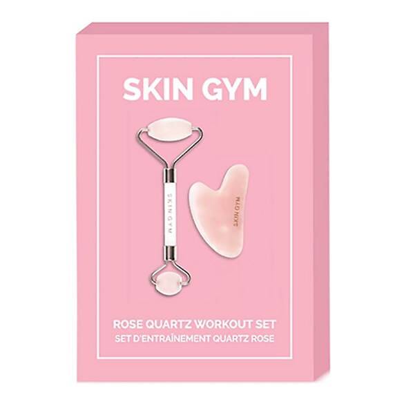 Rose Quartz Workout - Set Accesoriu de masaj facial, Skin Gym